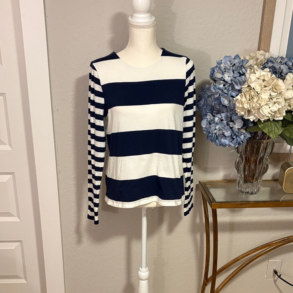 Boden navy and white stripe nautical, long sleeve, T-shirt